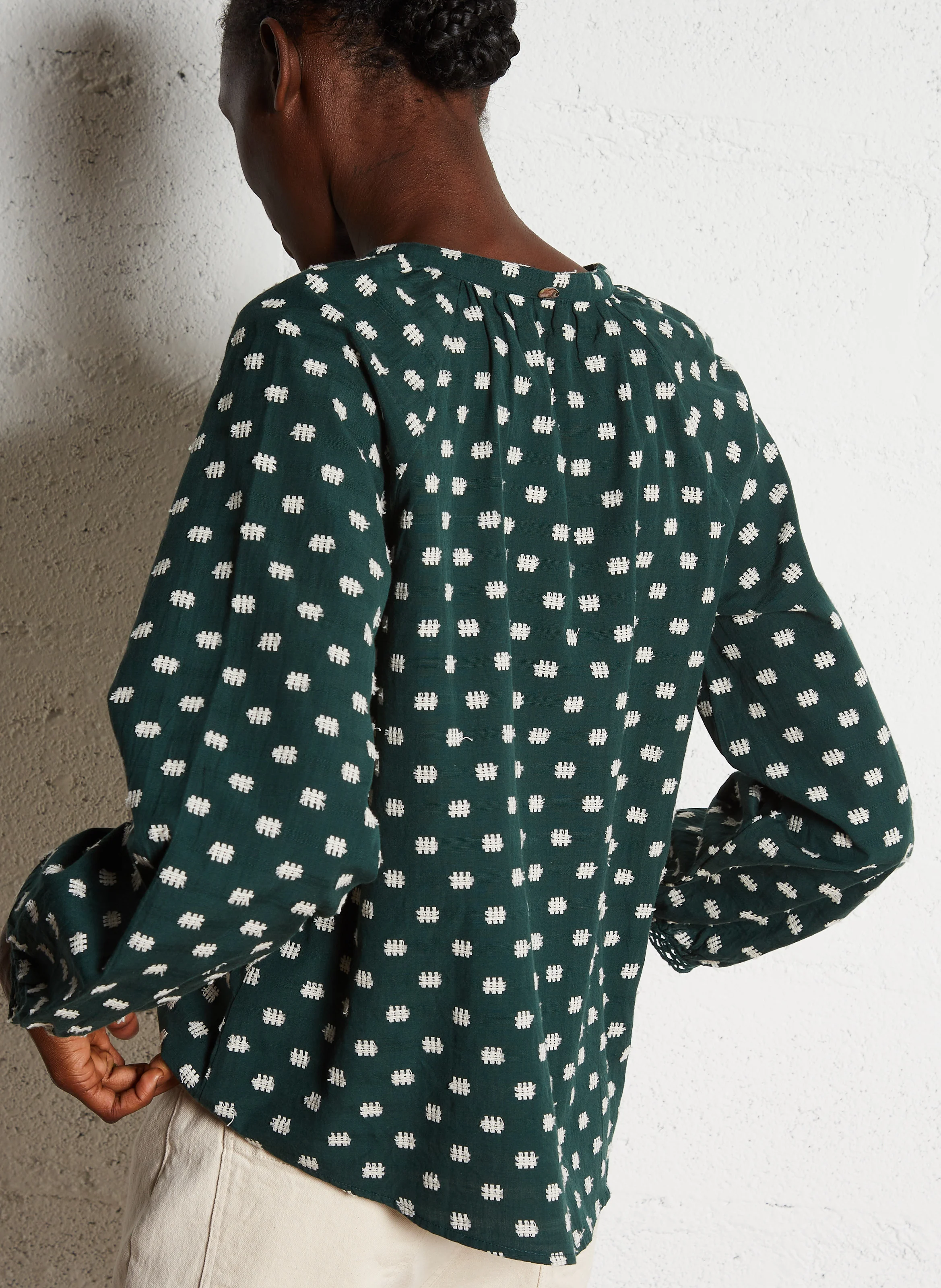 COLOMBE - Top droit col rond en coton | Vert