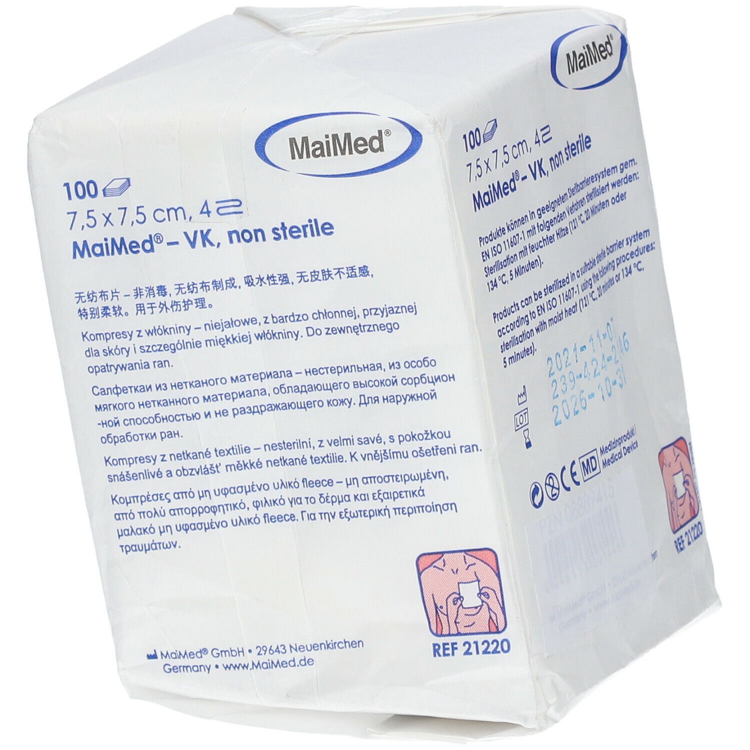 Vliesstoffkompressen unsteril 7,5 x 7,5 cm 4-fach