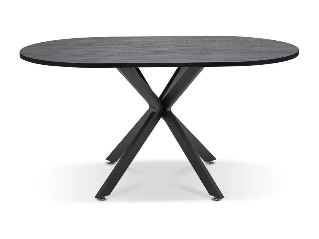 Marui Big - Table à manger ovale en bois et métal avec pied central Kiso 180x100 cm - bois noir