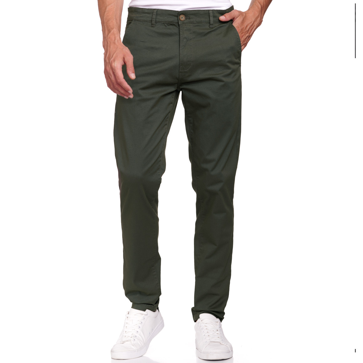 VanVaan Herren Chinohose in Unifarben dunkeloliv