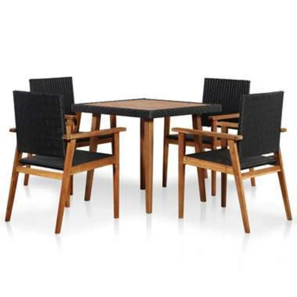 vidaXL - Tuinset - Zwart - Poly rattan