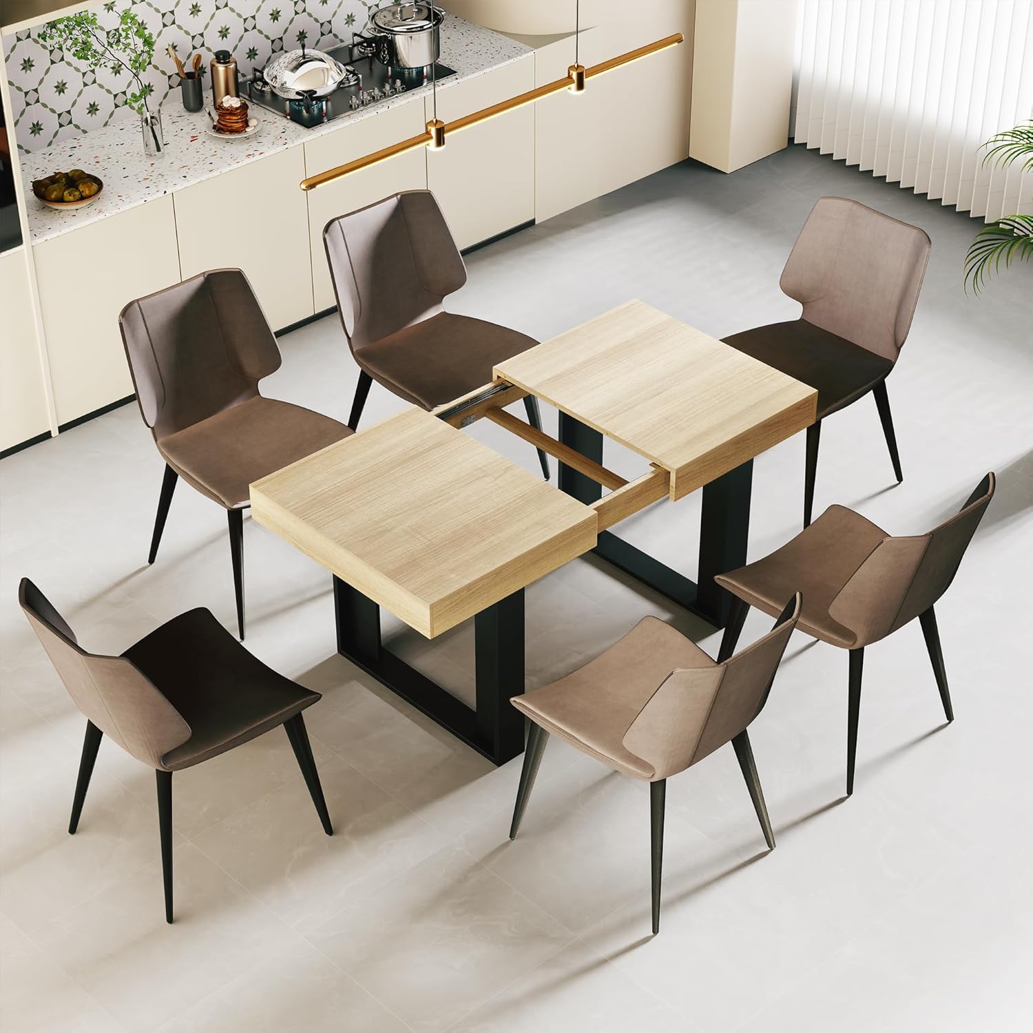 GRAVFORCE Esstisch ausziehbar 120-160cm für 2-6 Personen Esszimmertisch Moderner Küchentisch Schlichter Dining Table Hochfeste Großer Tisch für Wohnzimmer Esszimmer Wohnung