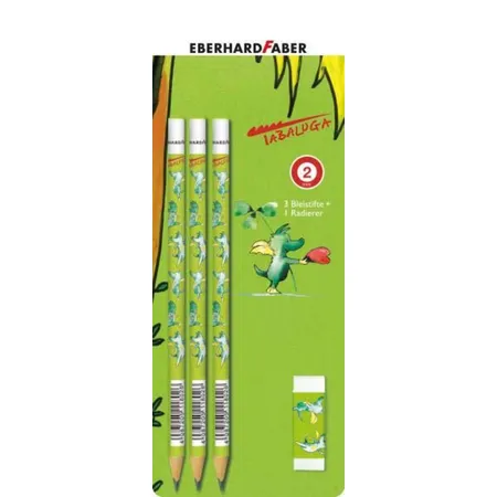 Eberhard Faber Bleistifte 3 Stück + Radierer Tabaluga