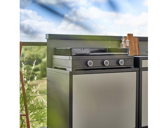 FORGE ADOUR - Plancha gaz Modern gaz, 75 cm, 3 brûleurs, Chassis acier noir