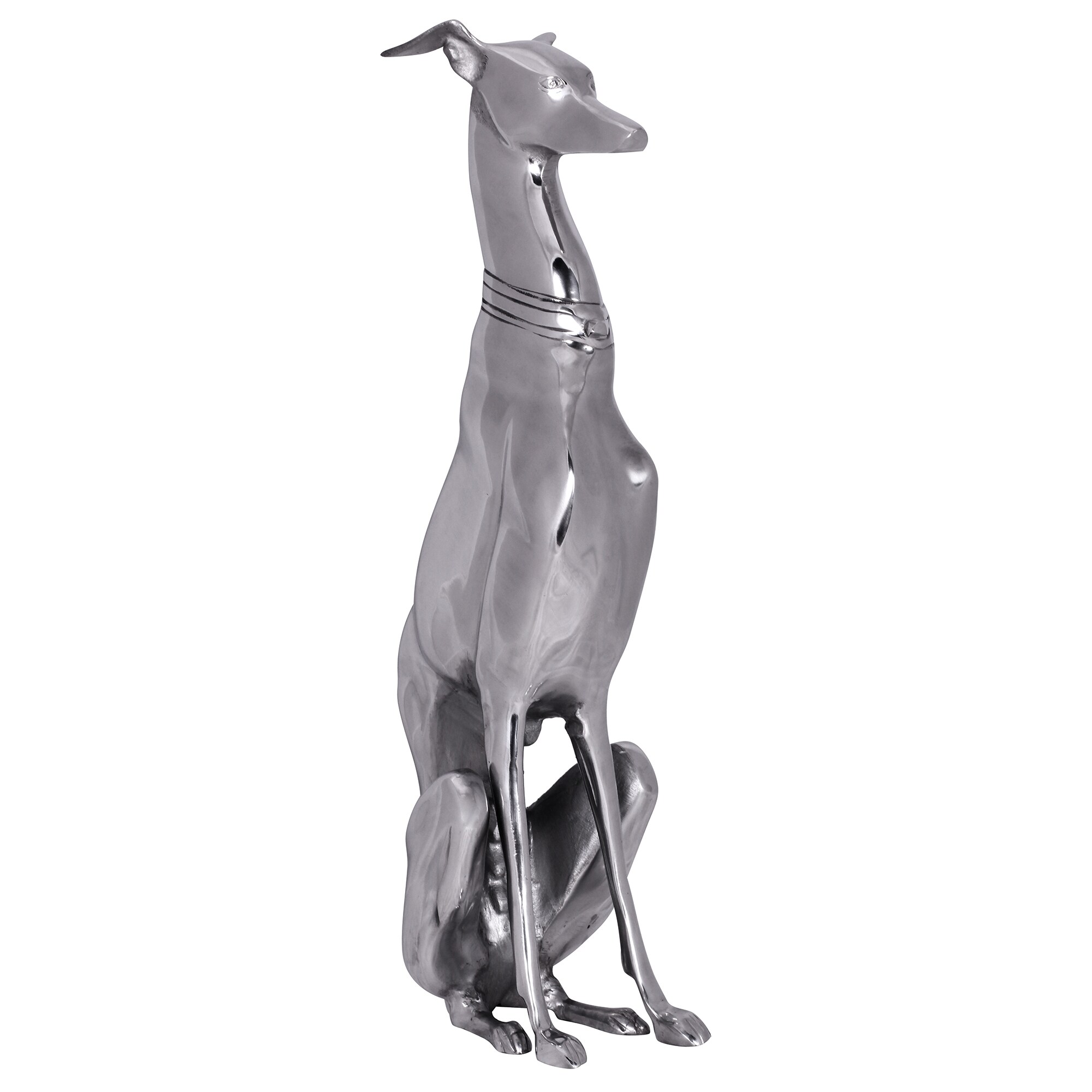 KADIMA DESIGN Handgefertigte Aluminium Skulptur eines Windhundes, 18x70 cm, detaillierte Formgebung, robust und langlebig für stilvolle Dekoration