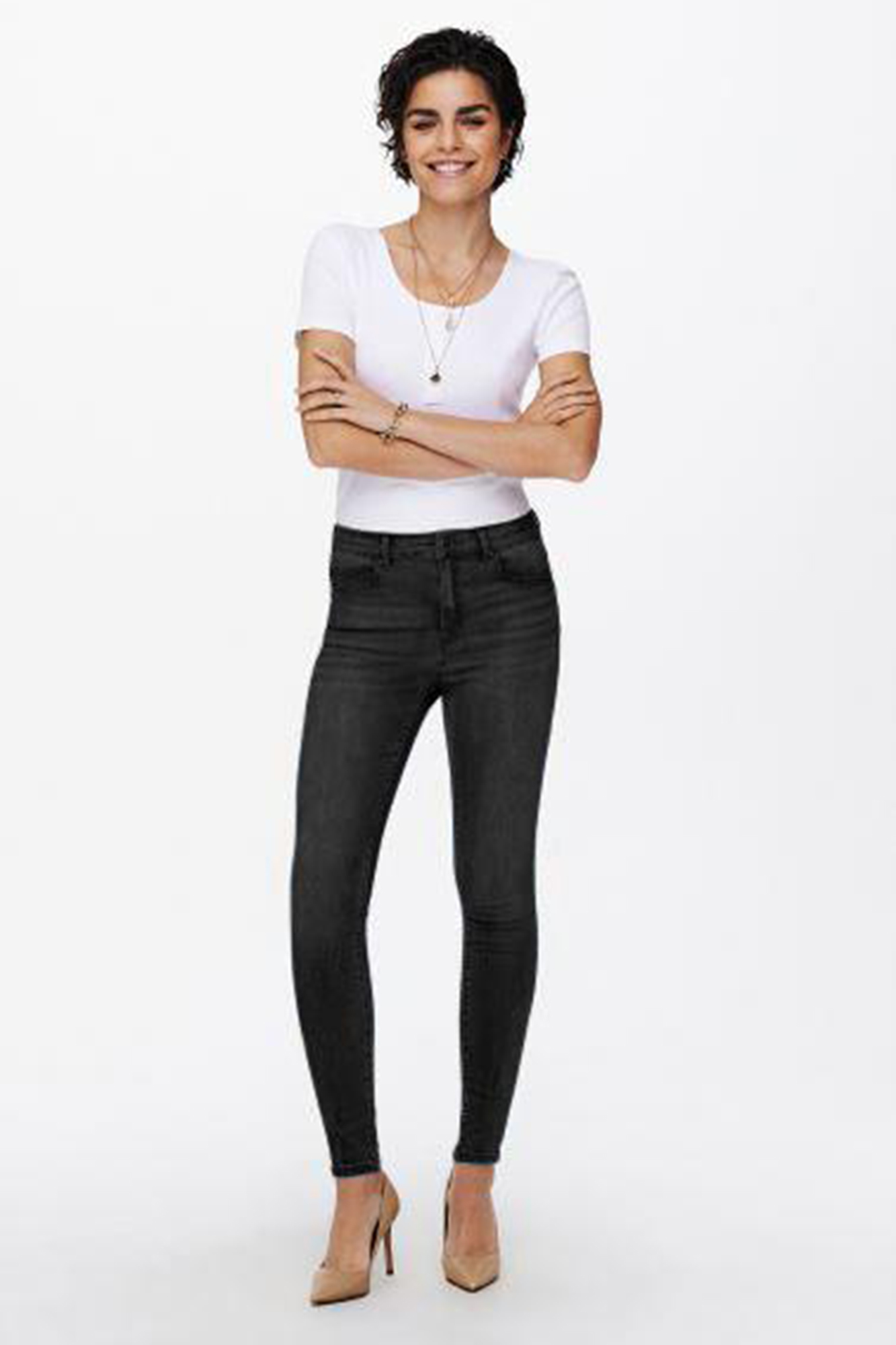 Calça jeans skinny de cintura alta