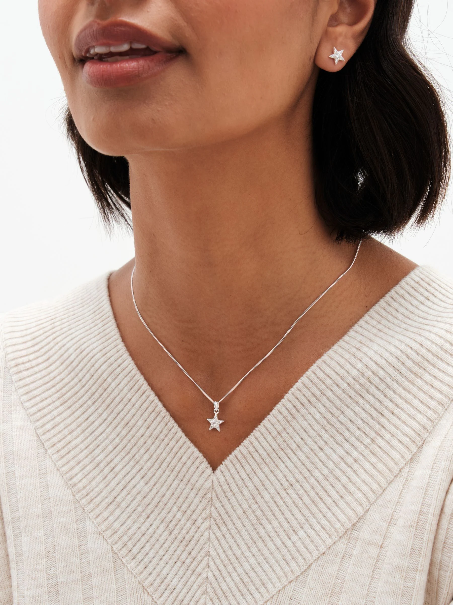 Simply Silver Tone 925 Cubic Zirconia Celestial Set With Gift Boxed