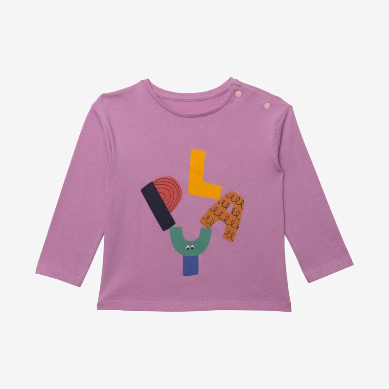 T-shirt bébé fille violet logo en coton biologique Catimini Mauve Violet