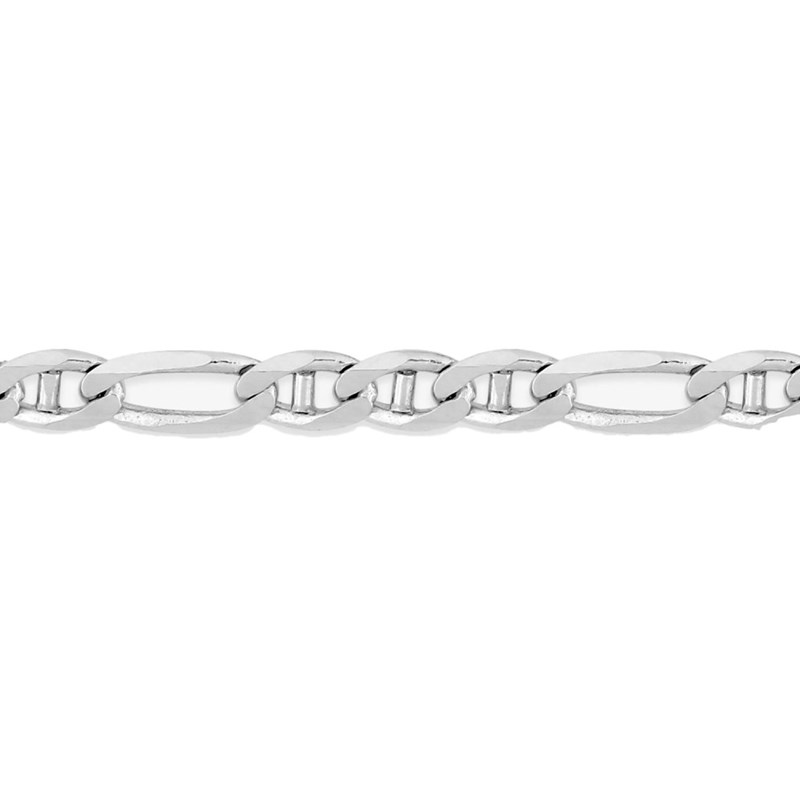 Bracelet homme 18 cm - Gourmette marine - Or blanc 18 Carats - Largeur 3 mm