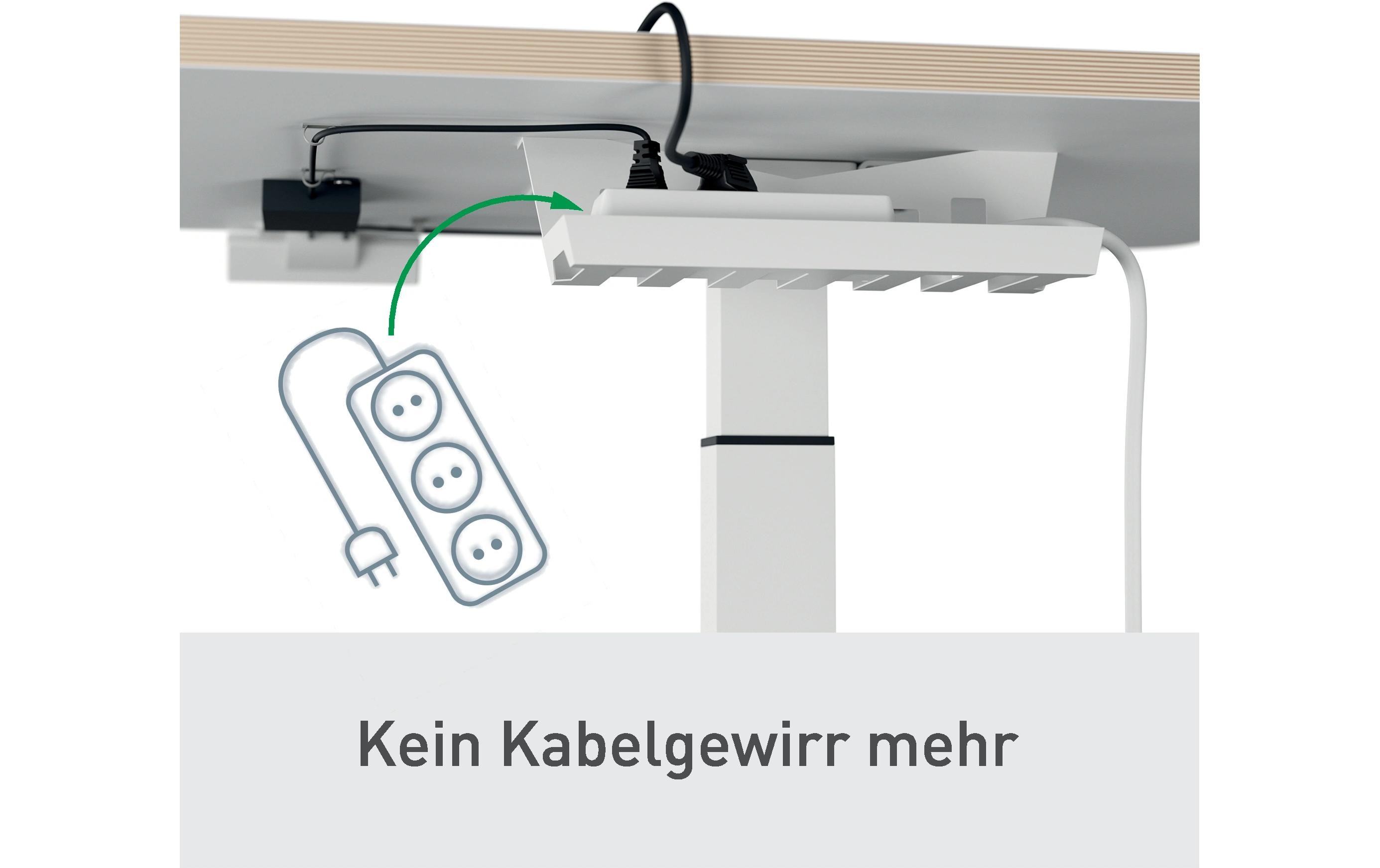 Ergo, höhenverstellbarer Sitz-Stehtisch Weiss<br>Elektrisch höhenverstellbarer Schreibtisch