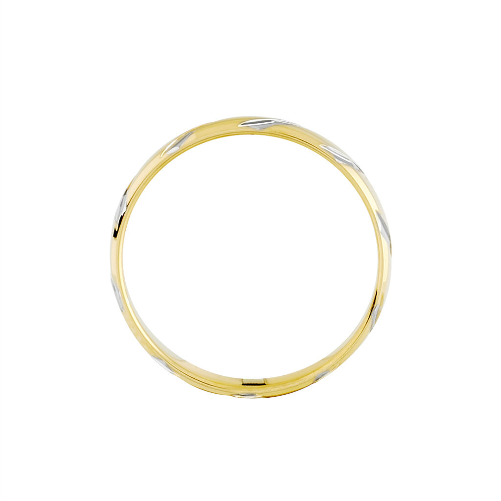 Alliance Strie Fantaisie Demi Jonc Classique Or Bicolore
