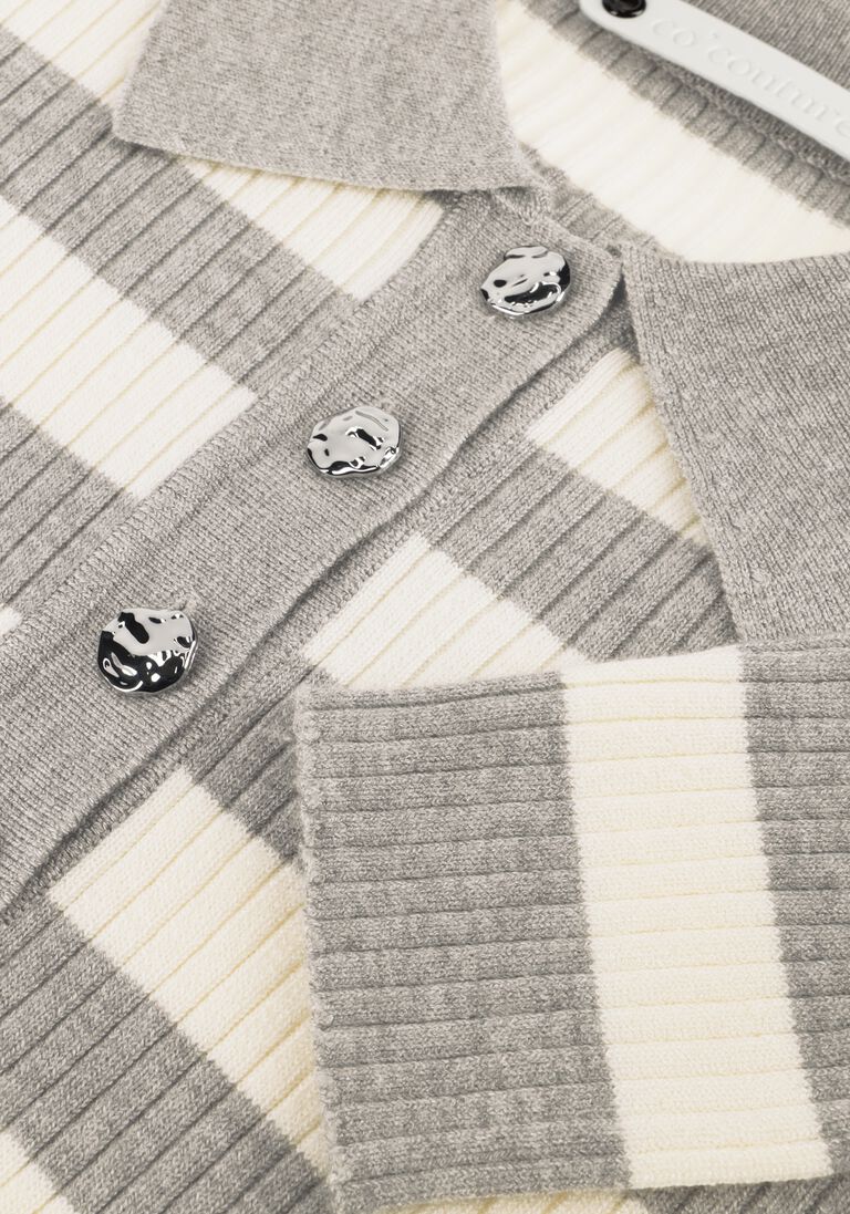 lichtgrijze co'couture truien/vesten bonny stripe l/s polo knit