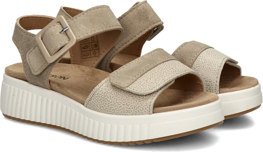 Nelson Flex suède sandalen met sleehak taupe