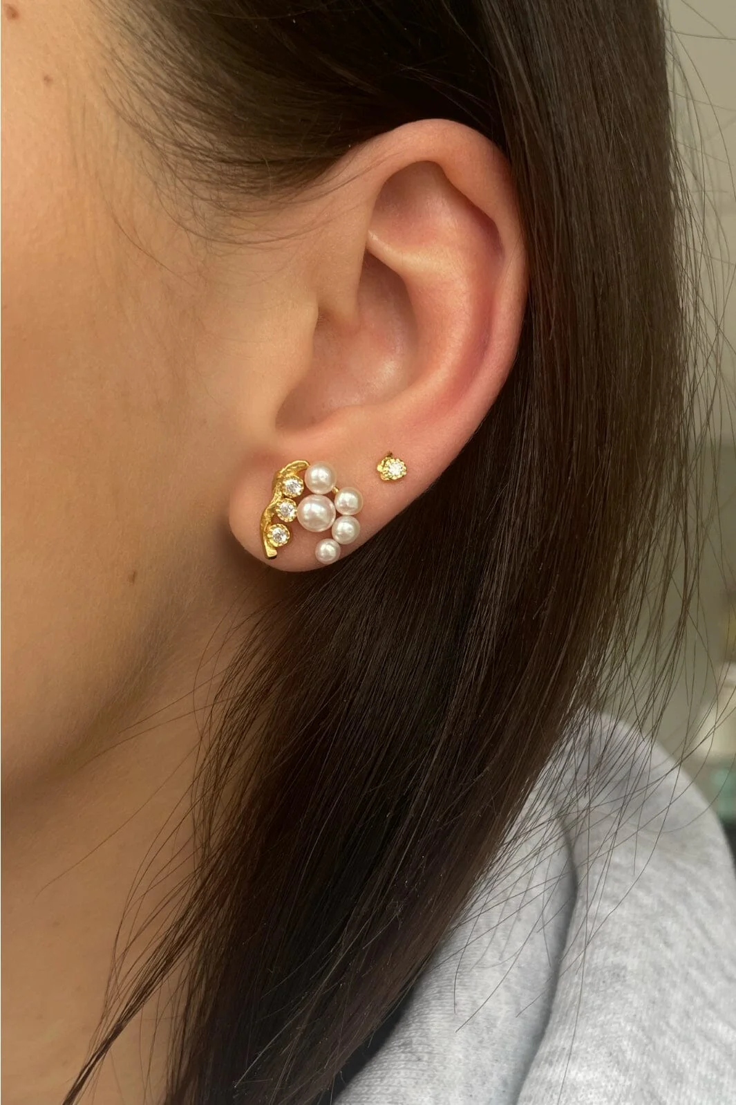 Stine A Flow Earring With Three Stones