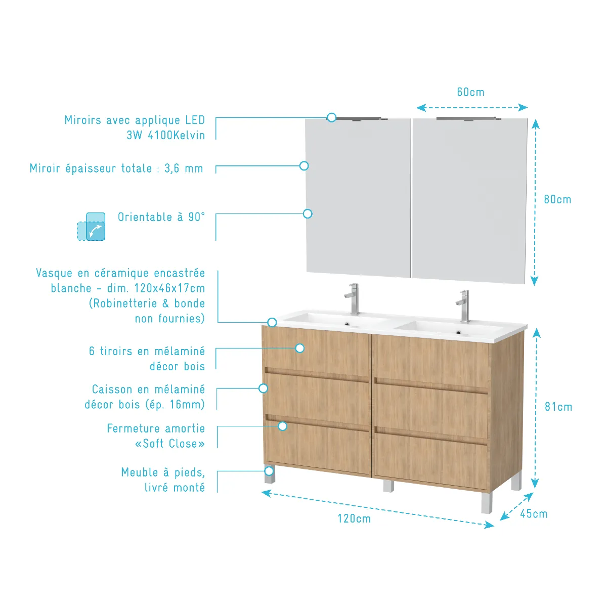 AURLANE Meuble salle de bain Xenos