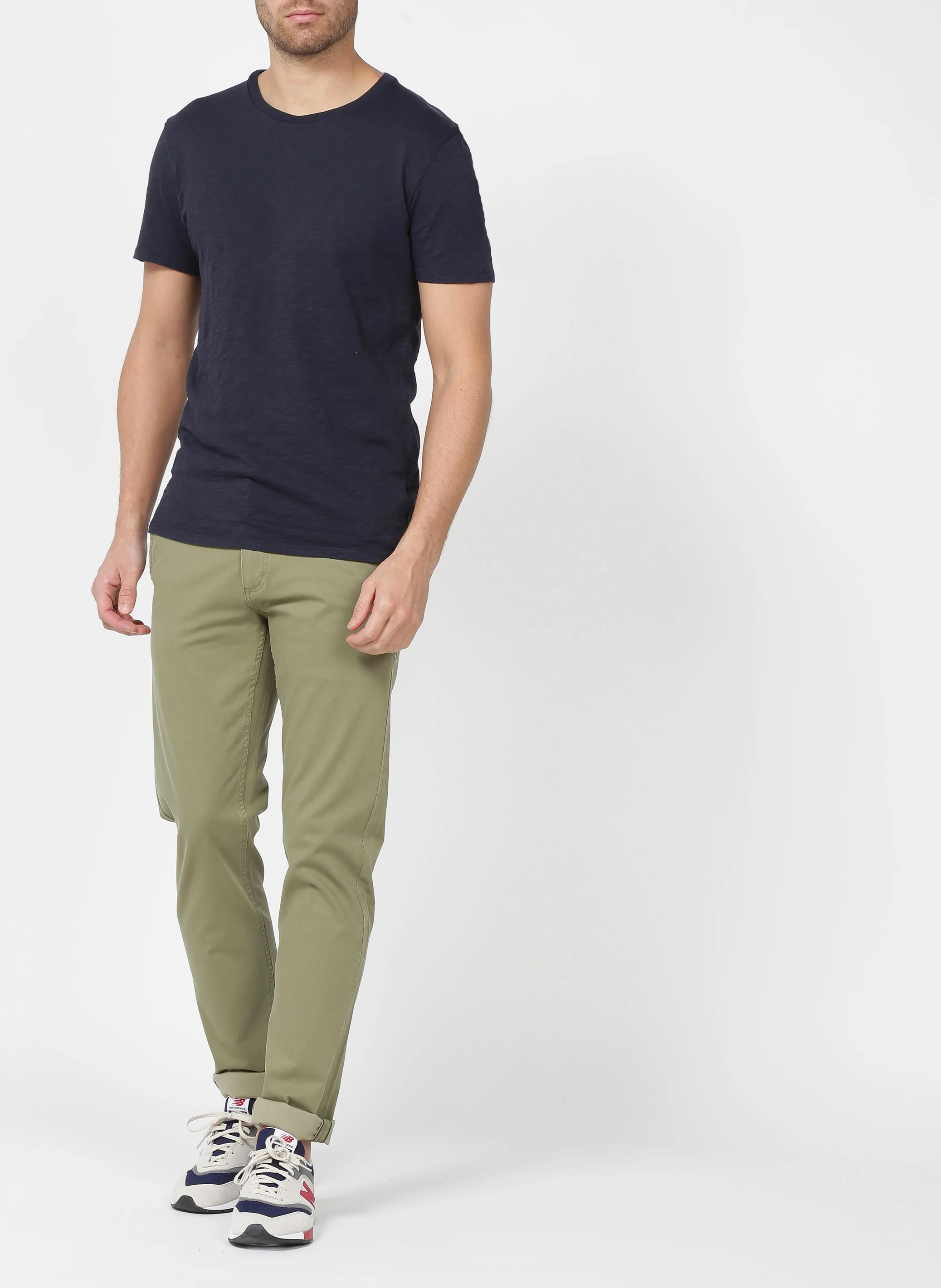 BYSAPICK - Tee-shirt regular-fit à col rond en coton | Bleu