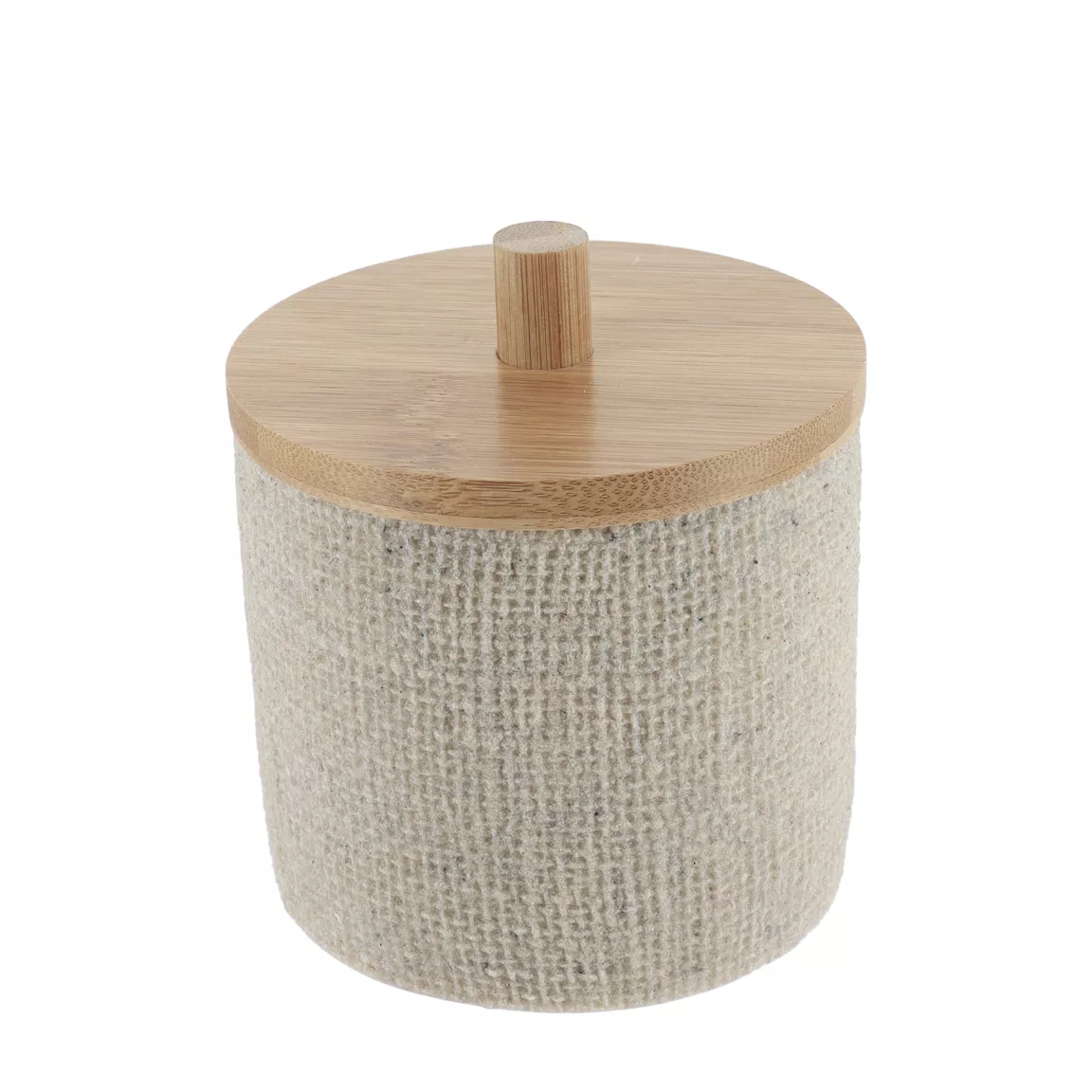 Boite à coton avec couvercle (D10 cm) effet Maille Beige