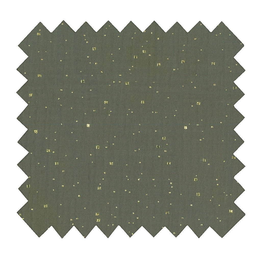 Coupon Tissu 2 M - Gaze Pois Or Kaki