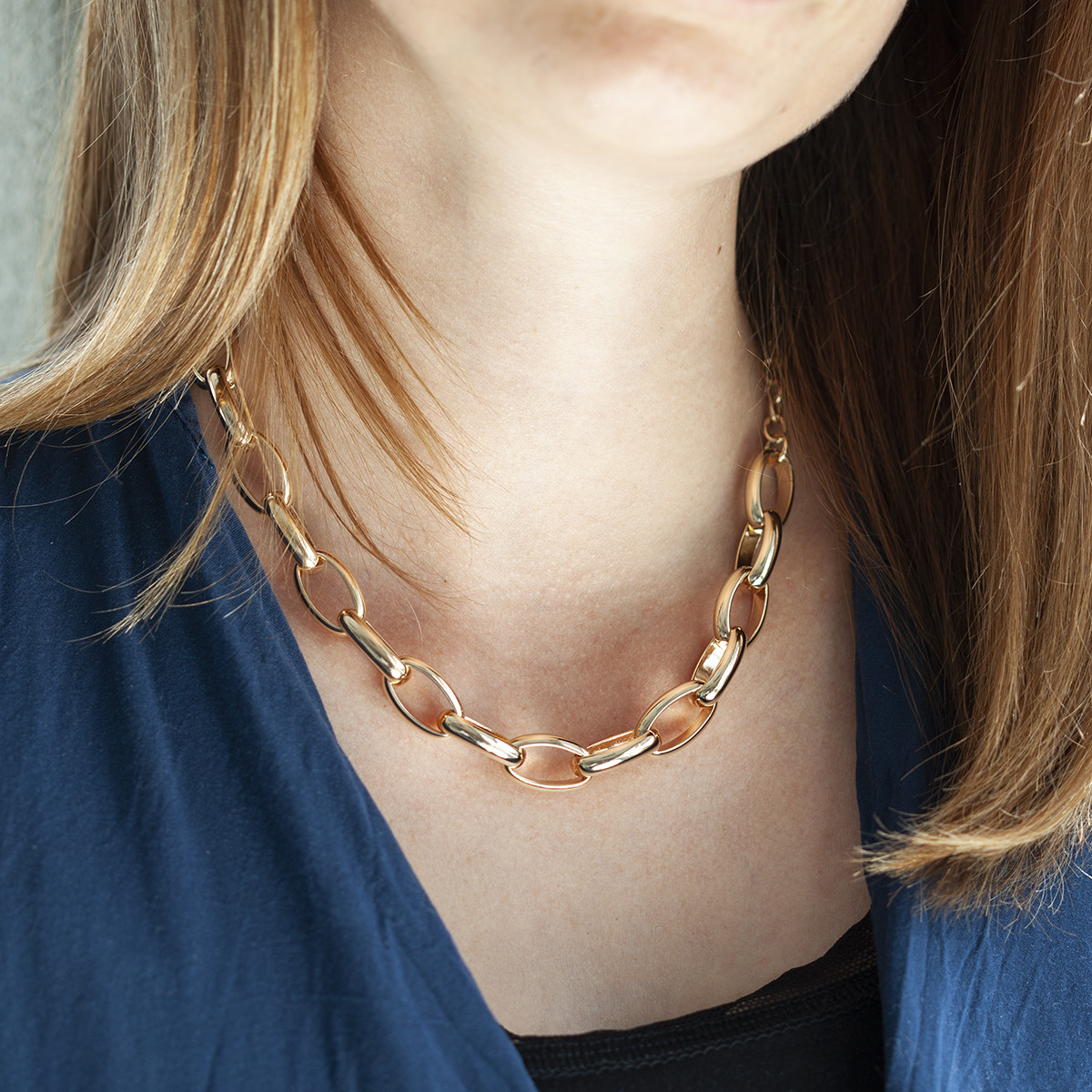 Collier plaqué or maillons ovales 45 cm