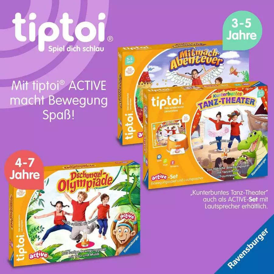 Ravensburger tiptoi® ACTIVE Kunterbuntes Tanz-Theater bunt