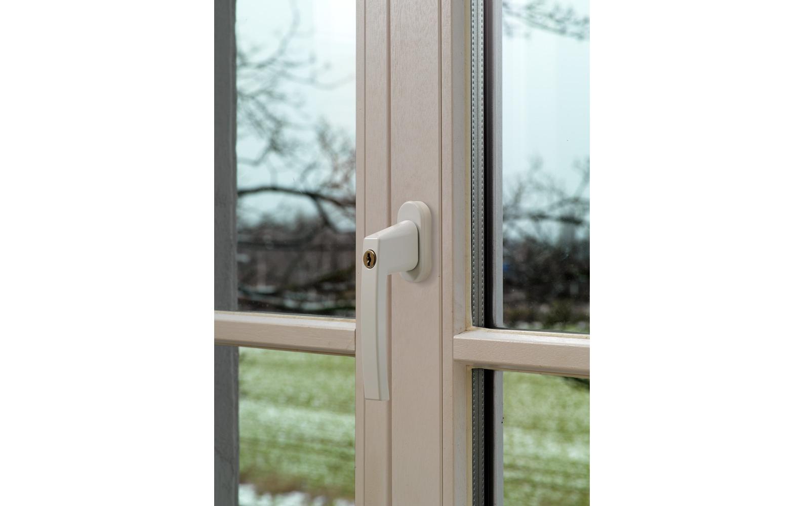 Abschliessbarer Fenstergriff FG210 W B/SB WeissAbschliessbarer Fenstergriff