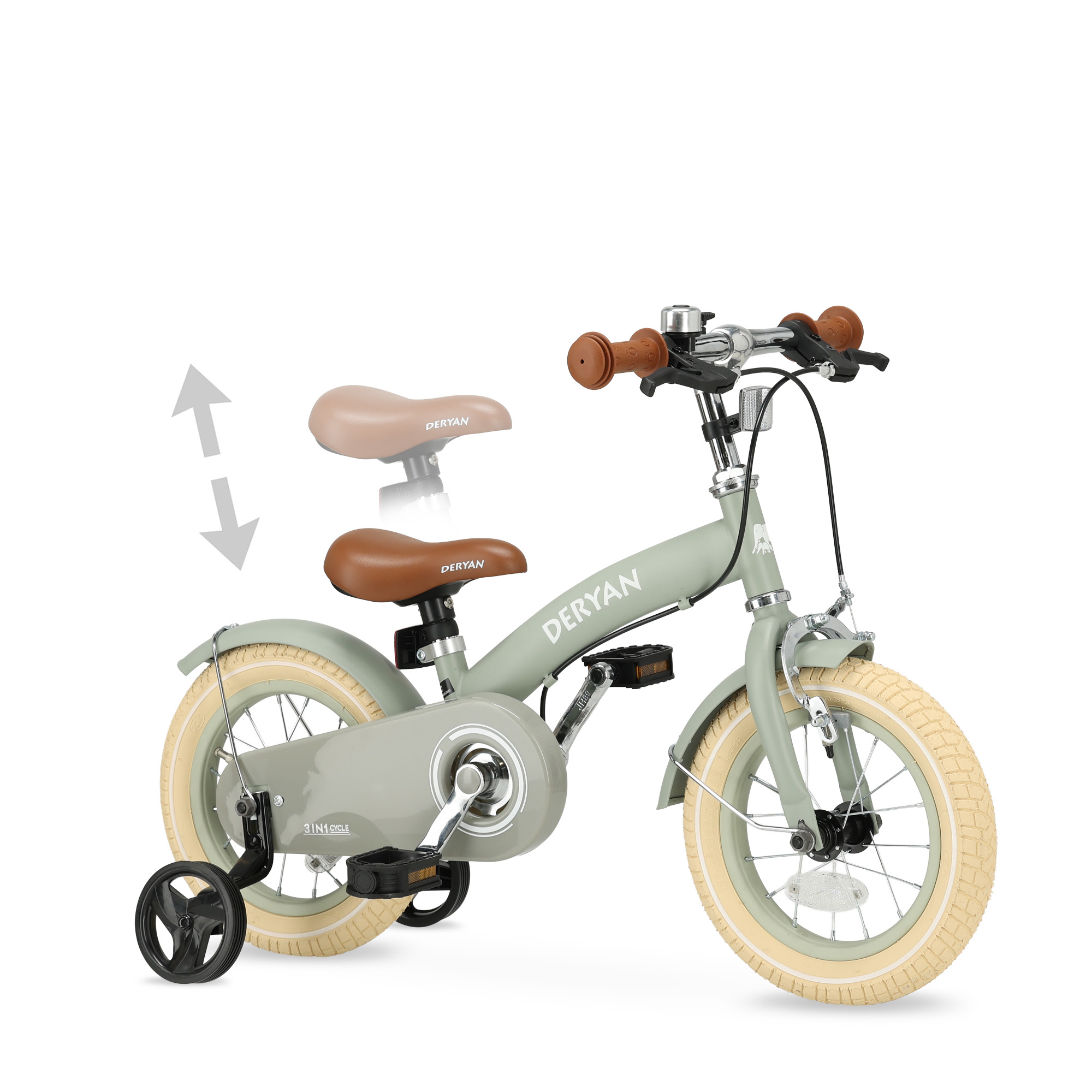 Deryan Luxe 3-in-1 Green kinderfiets - 14 inch