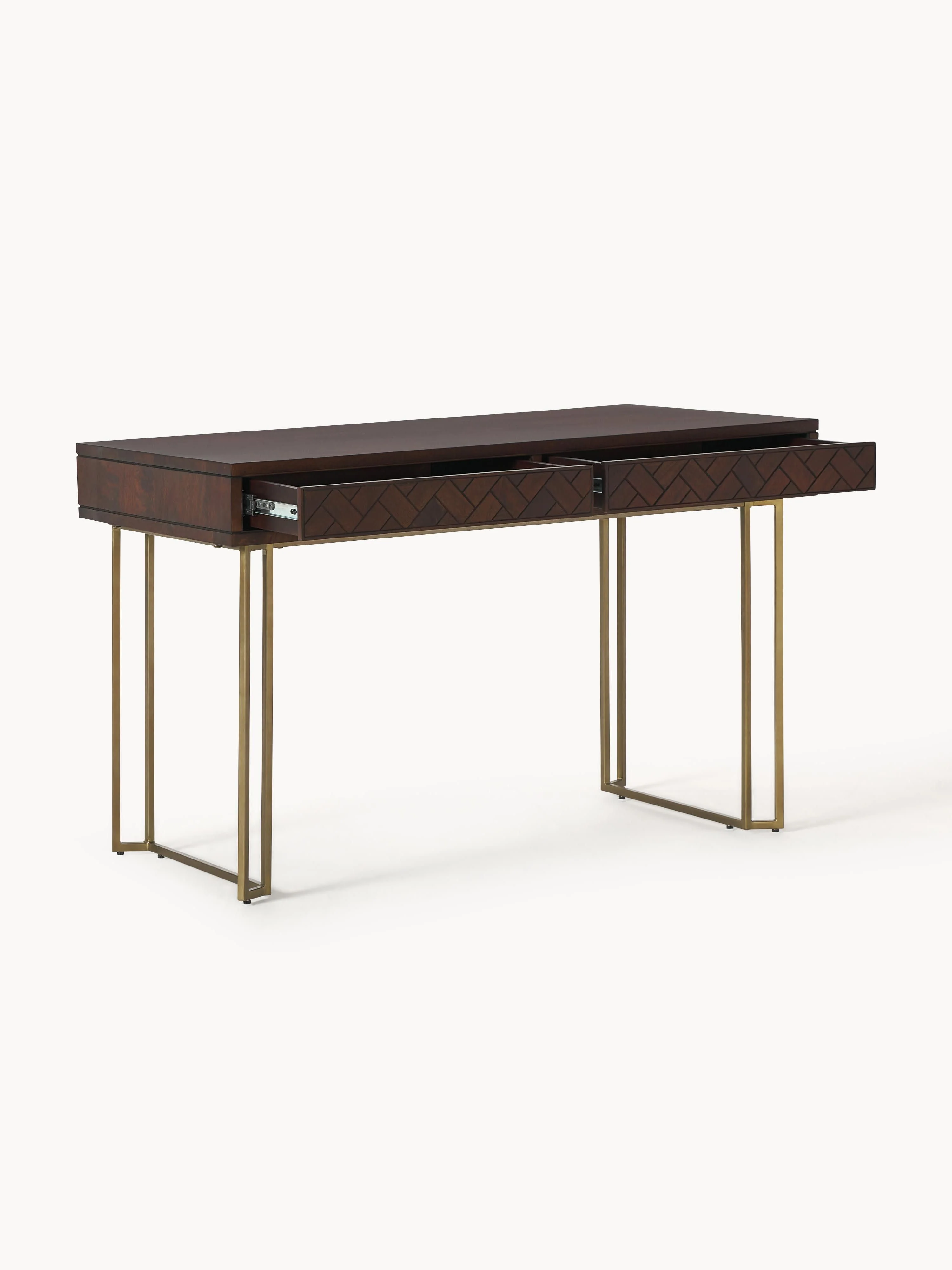 Bureau Luca van mangohout met visgraat-patroon