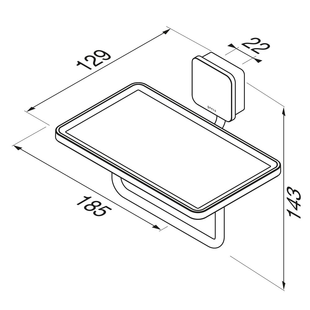 Geesa Topaz toiletrolhouder met planchet zwart/chroom