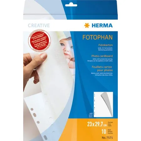 HERMA Fotokarton, 230 x 297mm, weiß, 10 Blatt
