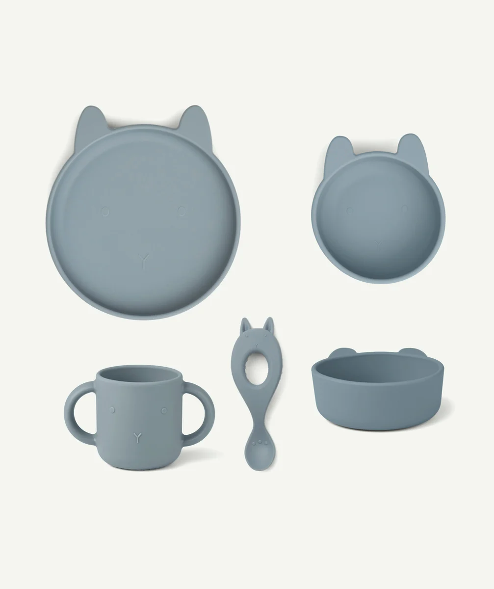 LIEWOODCOFFRET LAPIN REPAS EN SILICONE VIVI BLEU