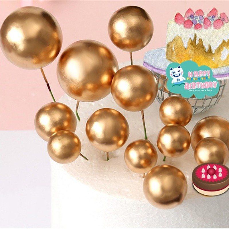 (10-tlg. Set) Ø4cm Kuchenstecker Kugel Tortenstecker Topper Dekoration für Torten / Kuchen - Silber