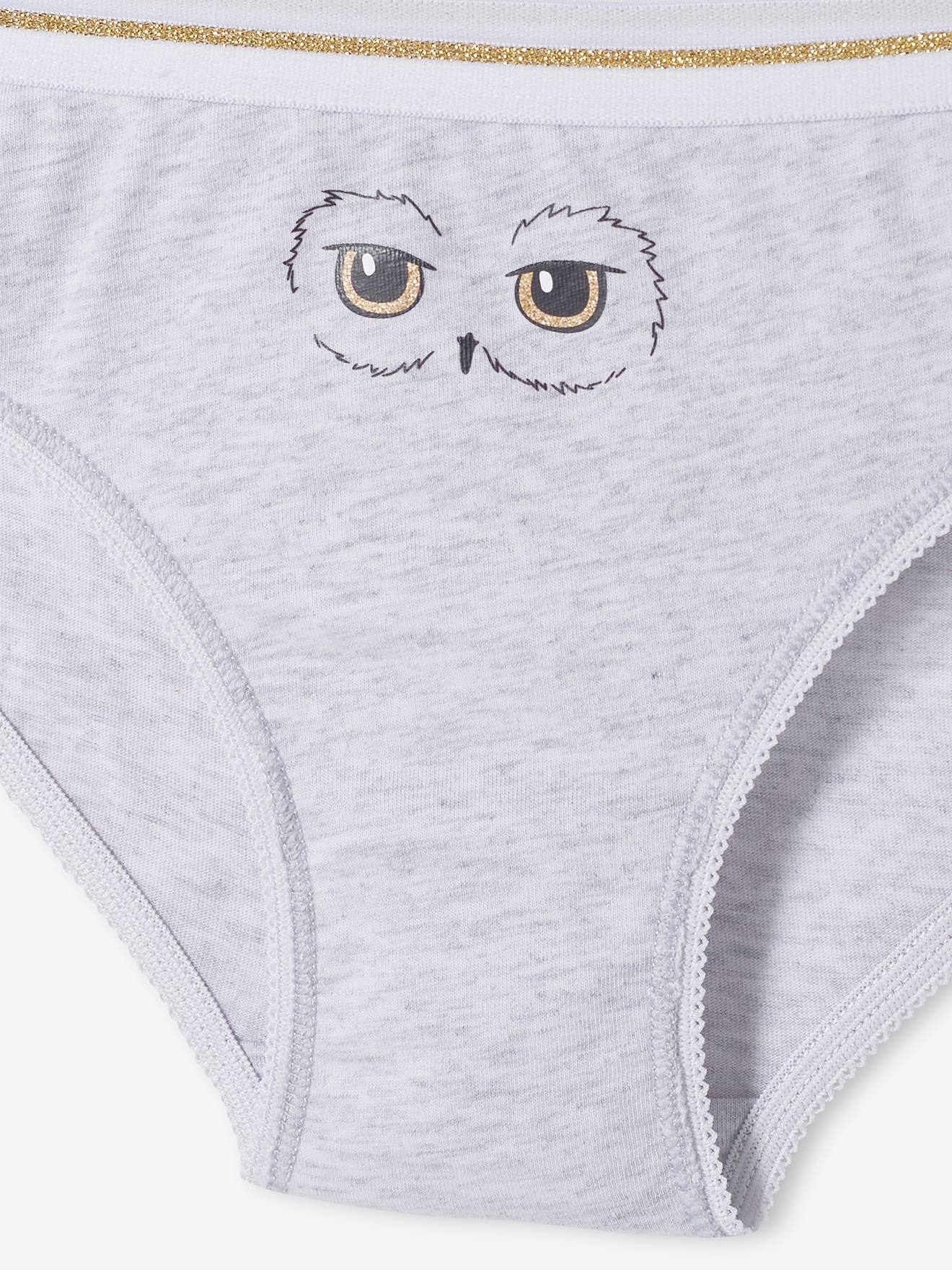 Pacote com 3 calcinhas lisas cinza-claro com estampas do Harry Potter®
