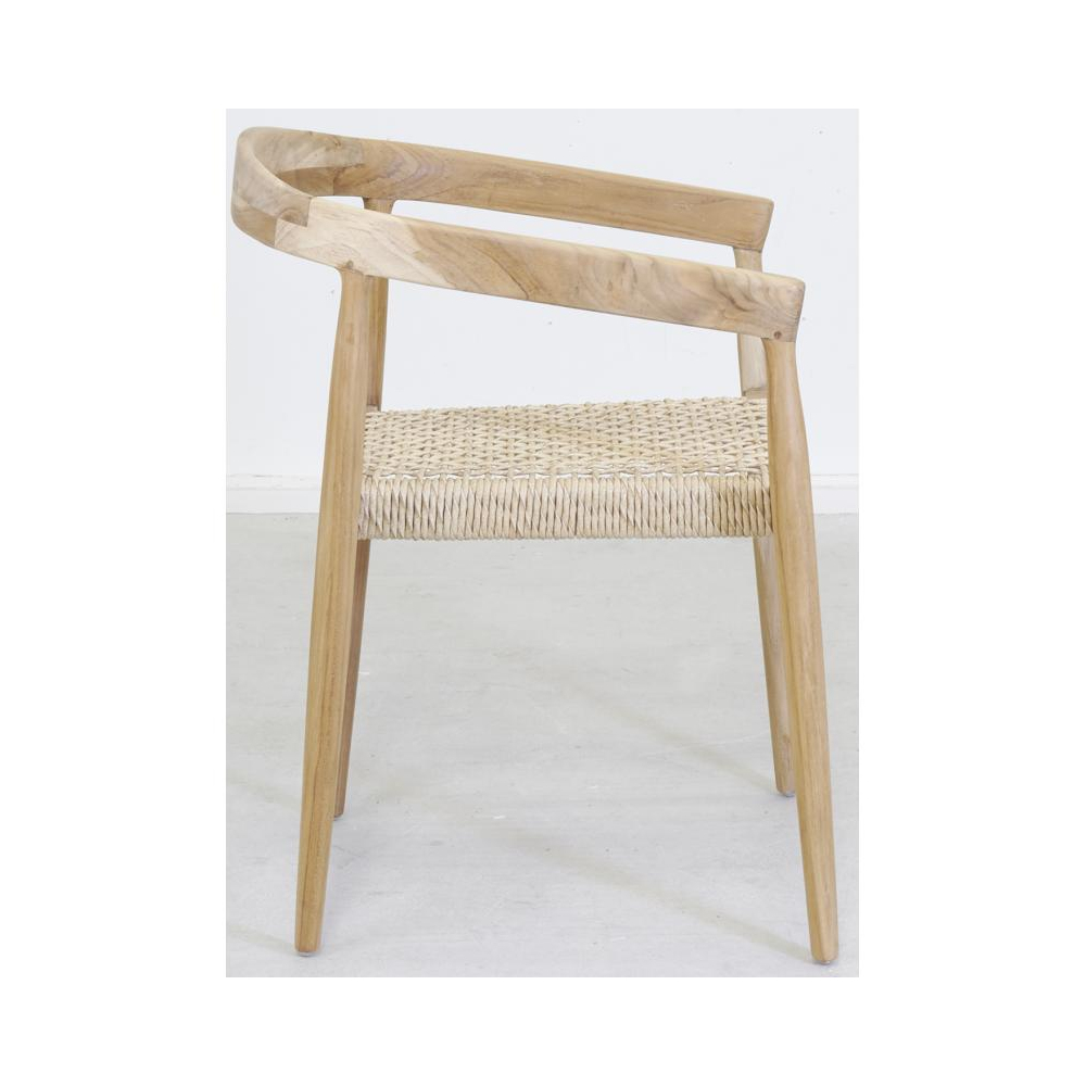 Fauteuil en teck et rotin synthétique arrondi