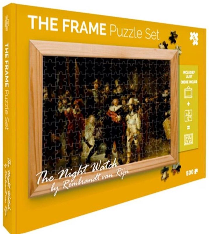 The Frame - De Nachtwacht van Rembrandt van Rijn - Puzzelset met Houten Frame - 500 Stukjes