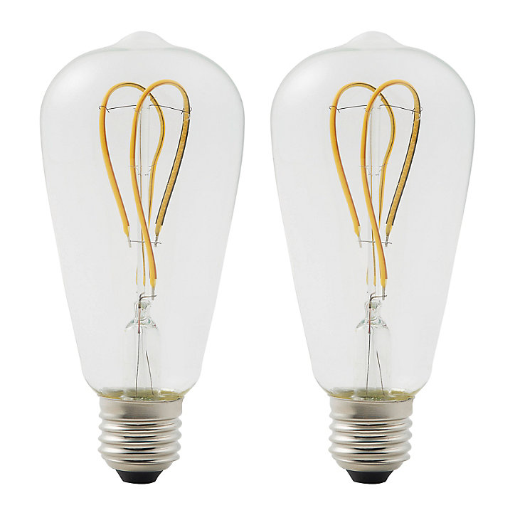 Lot 2 ampoules LED à filament ST64 E27 470lm 4.9W = 40W Ø6.4cm Diall blanc chaud