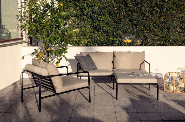 Houe Avon 2-zits loungebank frame zwart stof ash heritage
