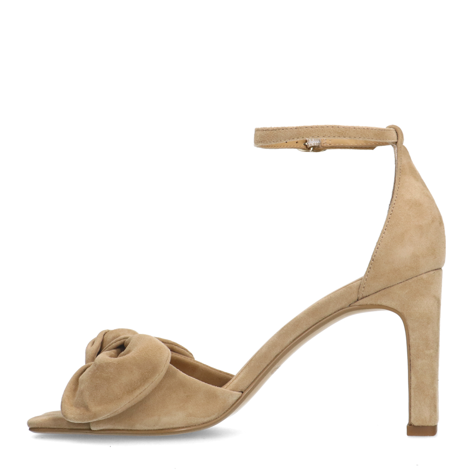 Beige suède sandalen met hak