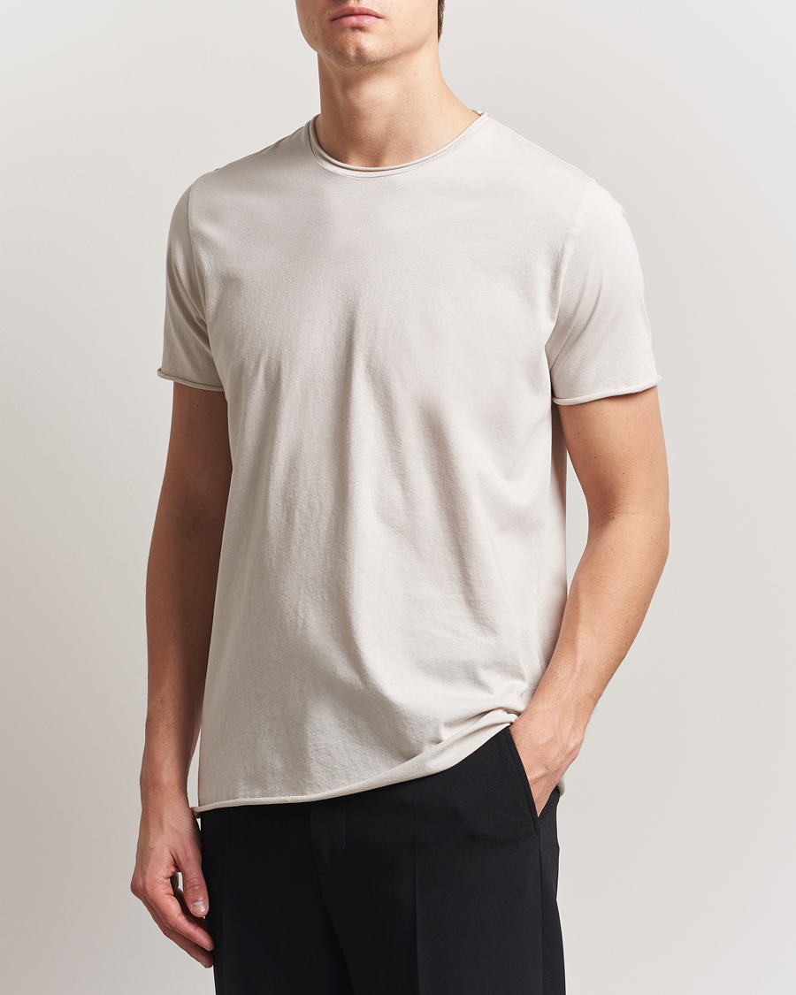 Filippa K Roll Neck Crew Neck T-Shirt Chalk Grey