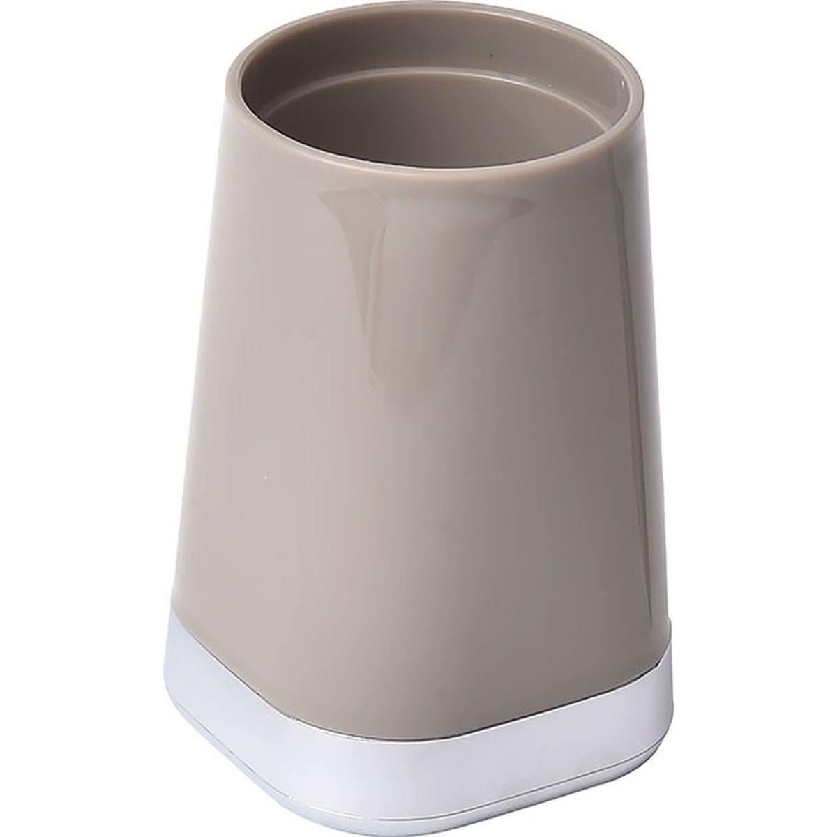 GOBELET ROND BASE CARREE CHROMEE TAUPE