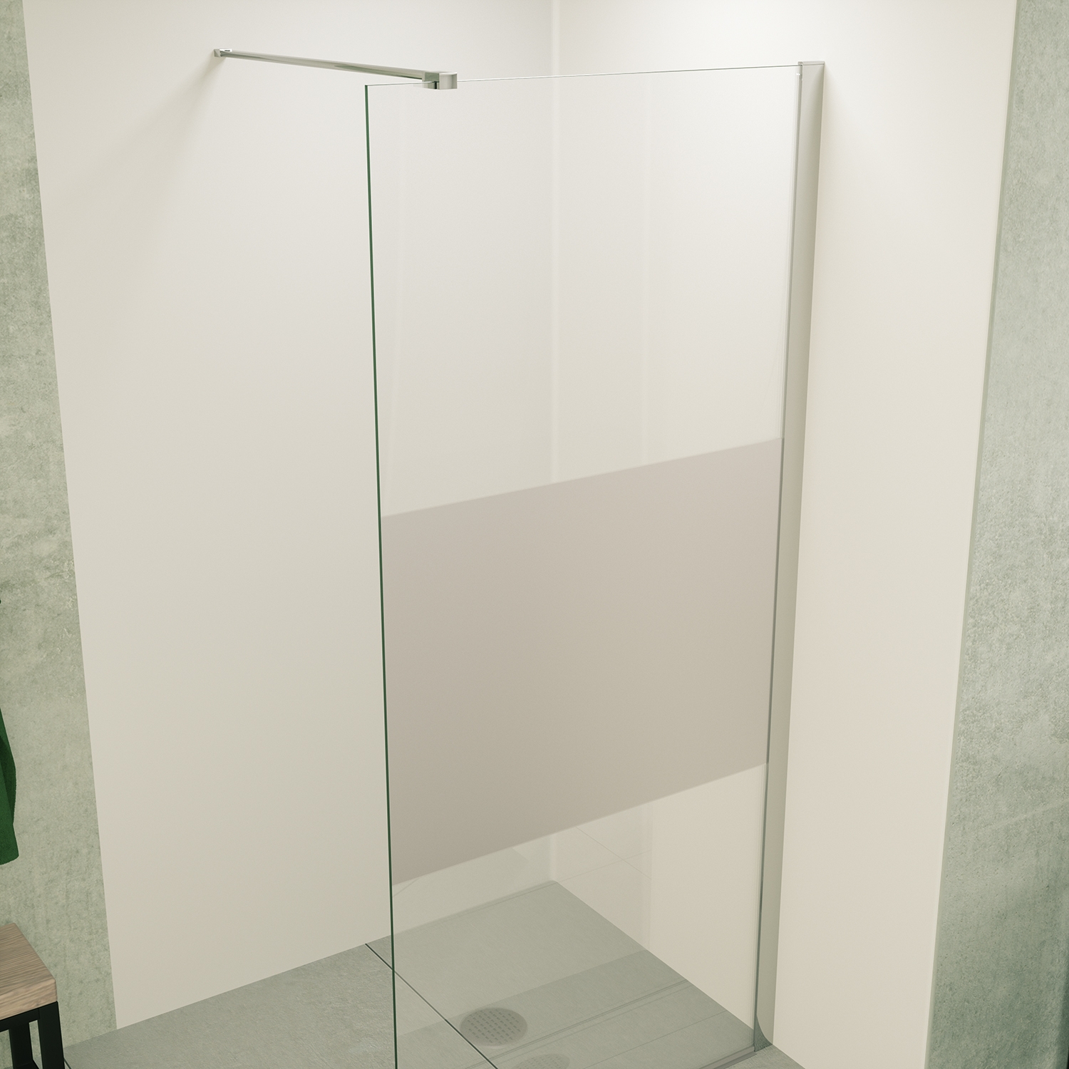 Mueller Slimline inloopdouche 80cm schaamband anti-kalk inclusief chroom profiel & stang