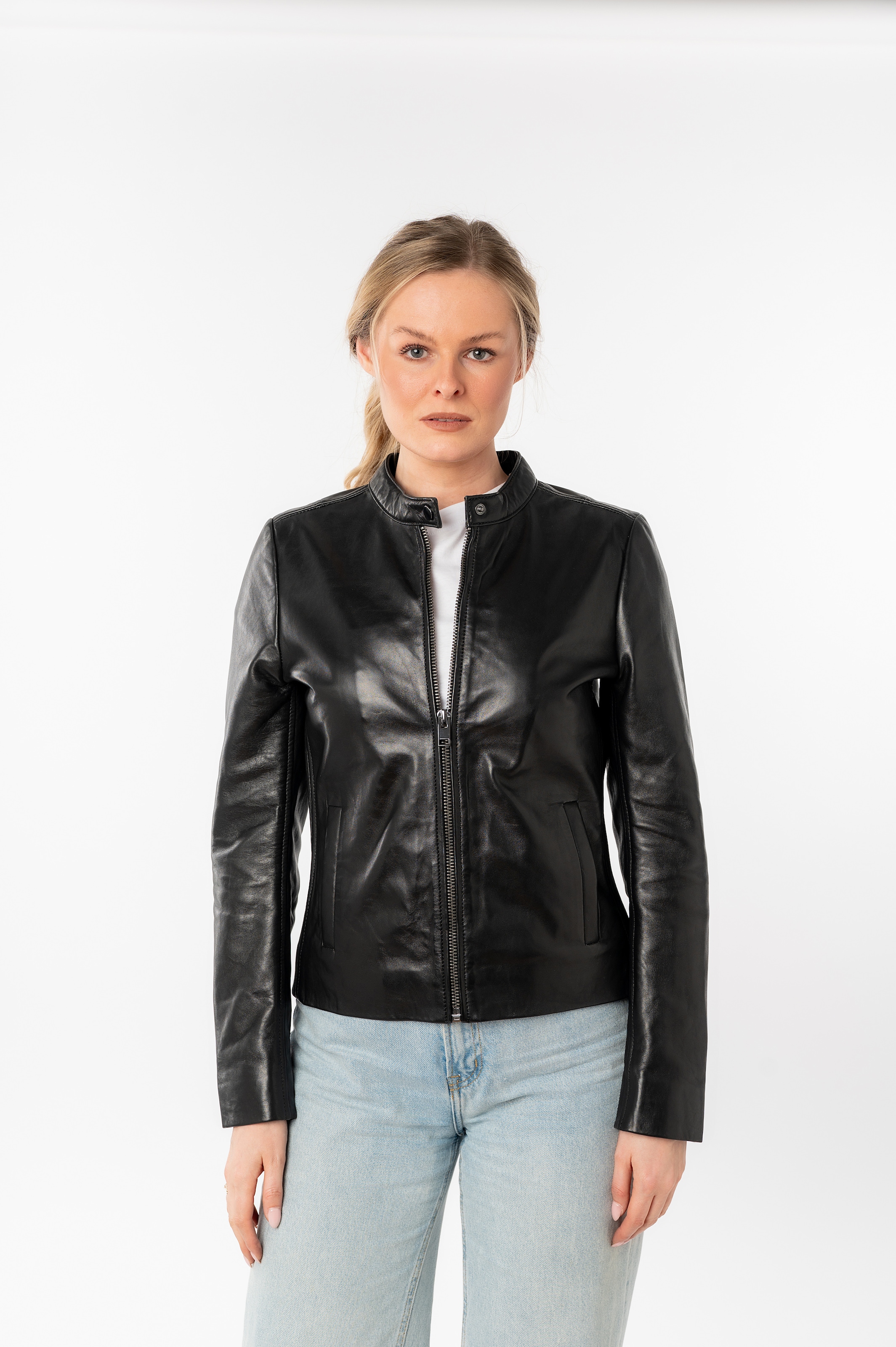Mauritius Lederjacke »MWMair« mit Stehkragen & Drucker, Slim Fit