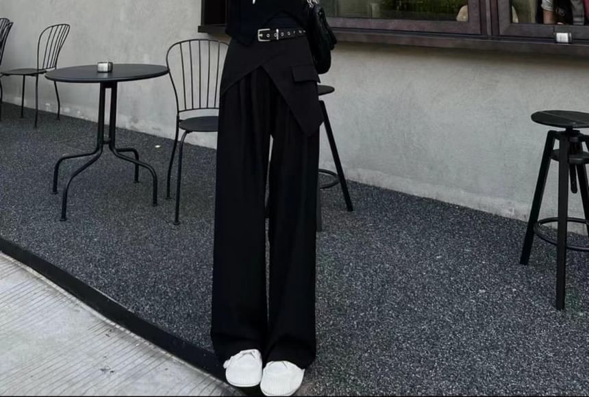 Meatacci - Hoge taille effen asymmetrische wijde broek