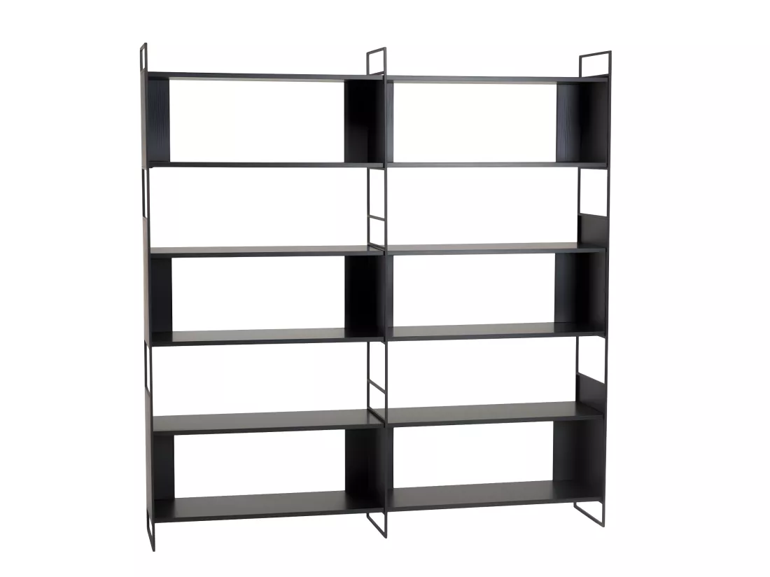 DALY - Étagère 10 niches 5 niveaux noire piètement métal