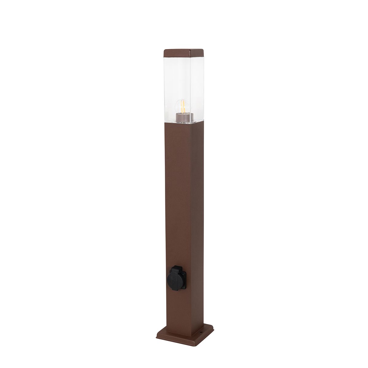 Buitenlamp roestbruin met grondpin en kabelmof 80cm incl. stopcontact IP44 - Malios