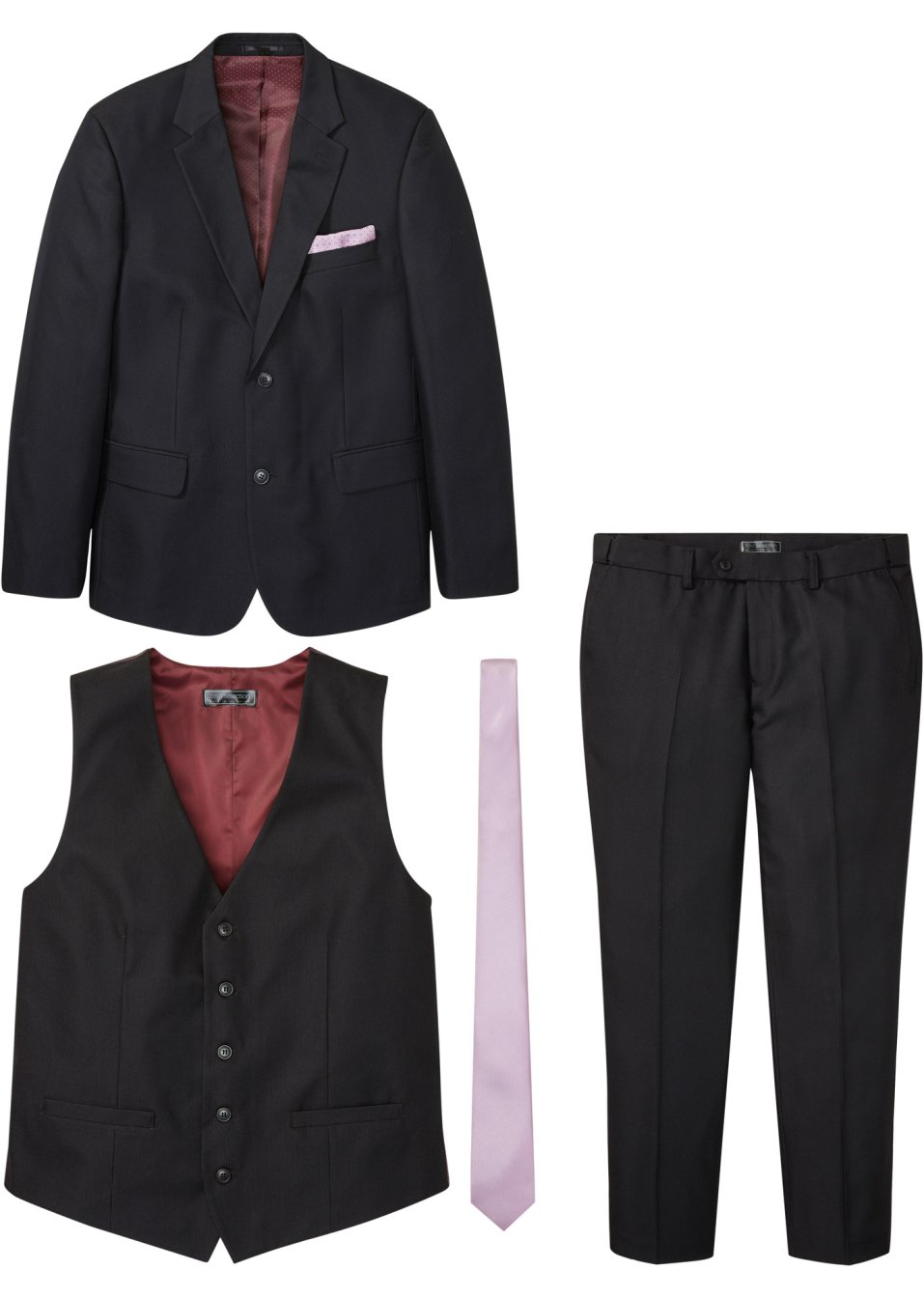 Costume (Ens. 4 pces.) : veste, pantalon, gilet, cravate