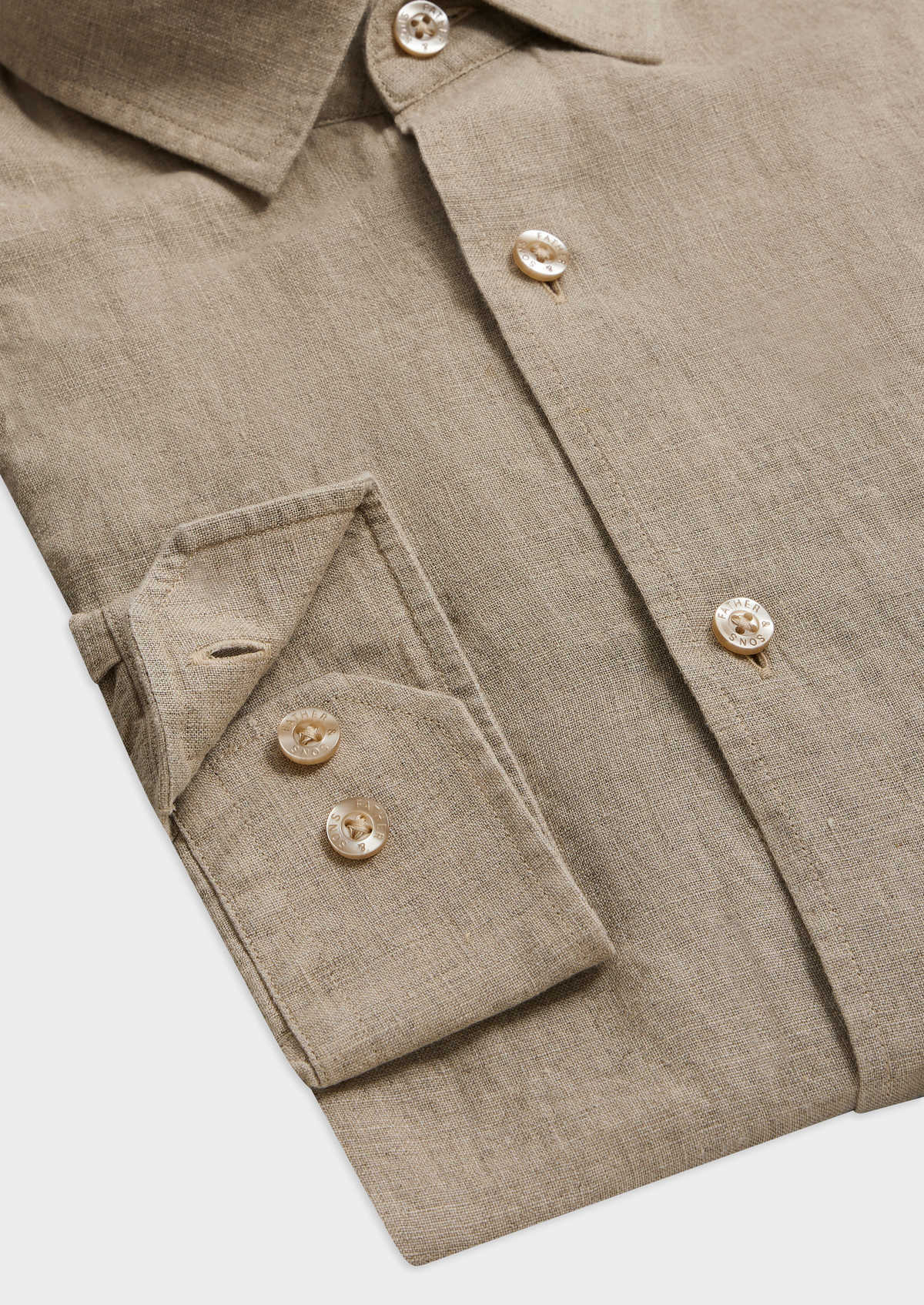 Chemise sport Slim en lin uni beige