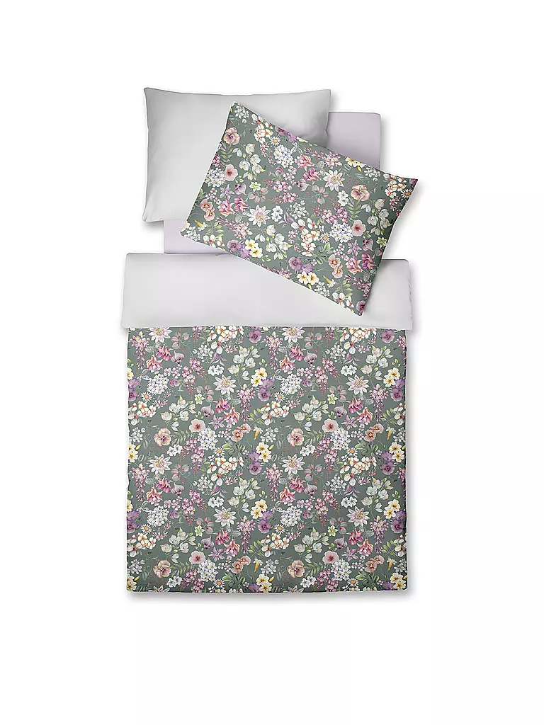FLEURESSE Satin Bettwäsche BED ART 70x90cm/140x200cm Evergreen dunkelgrün