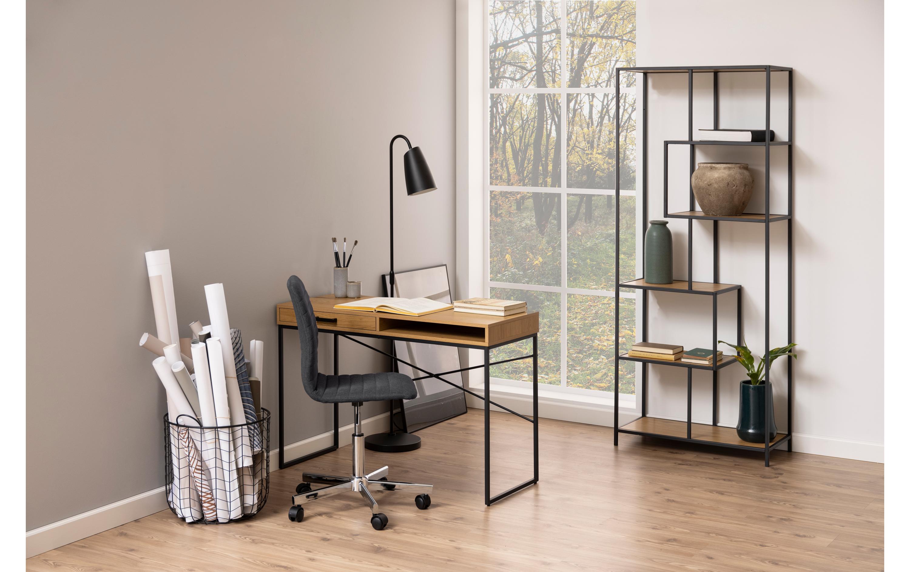 Regal Seaford 77 x 35 x 185cm, Braun/Schwarz<br>Bücherregal mit 5 Ablagen