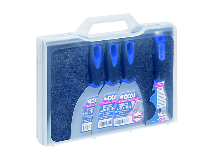 Mallette 3 couteaux + couteau riflard spécial plaquiste Ocai
