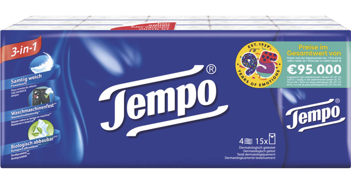 TEMPO Taschentücher 15x 10 Stück 4-lagig